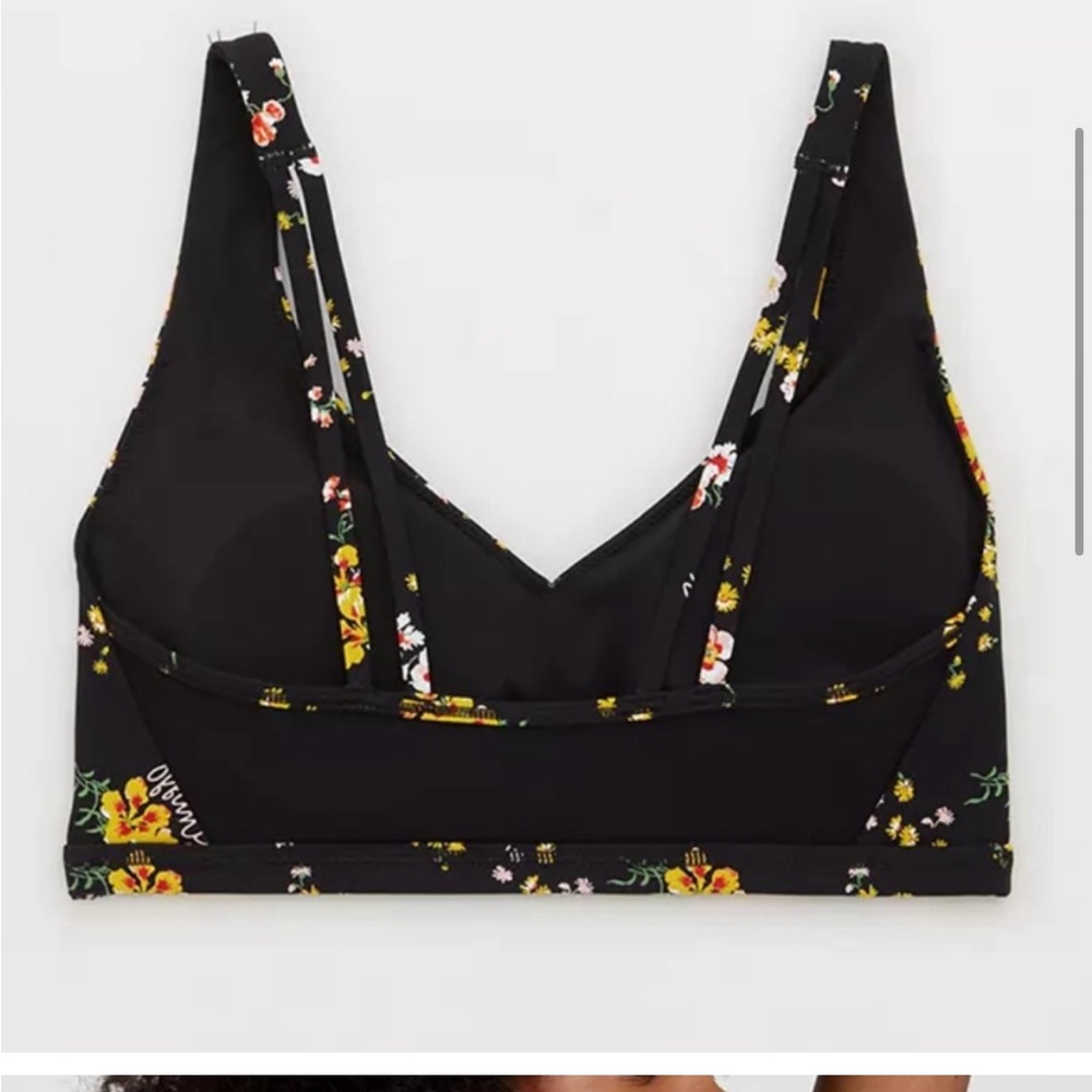 NWT Aerie Offline Floral Print Mesh Back Plunge Sports Bra - Picture 3 of 6